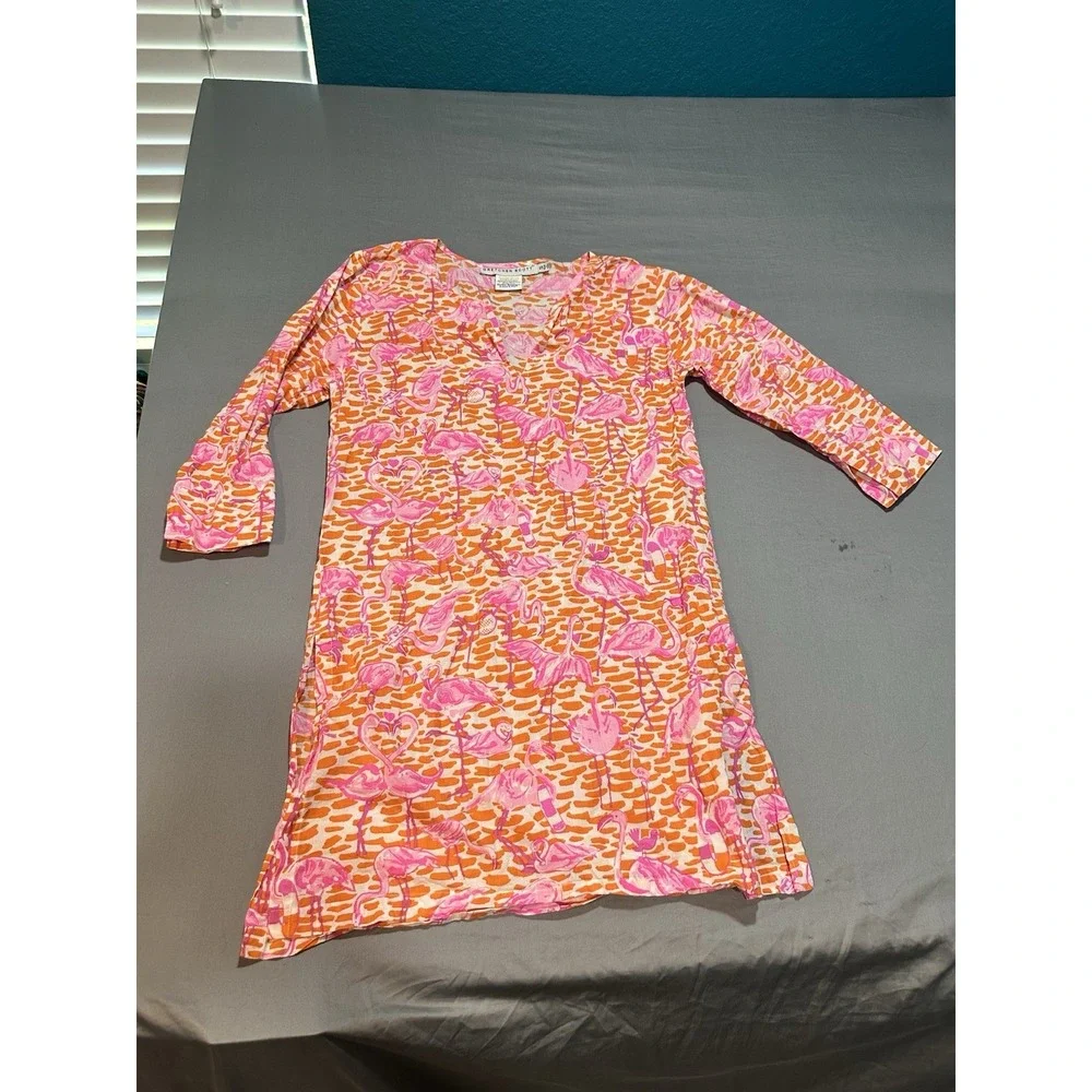 Gretchen Scott Orange/Pink Flamingo Tennis Swim Cover/Dress S‎